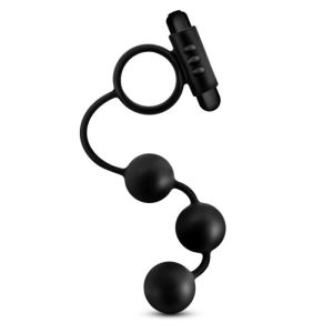 Anal Adventures - Platino - Cuentas anales con anillo vibrador para el pene