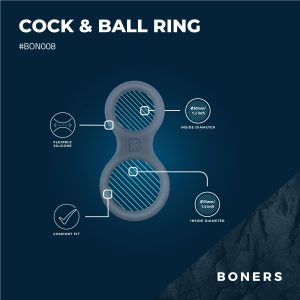Anillo para el pene y testículos de silicona Boners  - Gris