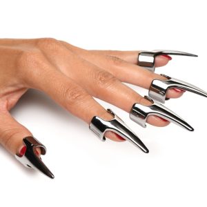 Anillos de Garra de Sensación de Cinco Piezas - Plata