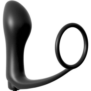 Ass-Gasm Cock Ring con vibrante Butt Plug