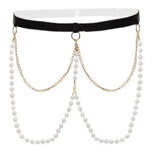 Banda/accesorio de perlas y encaje Mea - Negro