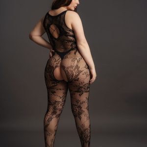 Body de cuerpo entero curvy con aspecto de encaje negro
