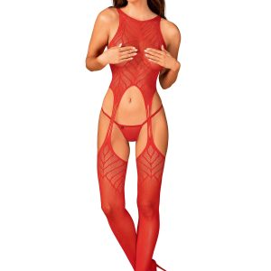 Body de malla con diseño de tirantes para medias - Rojo
