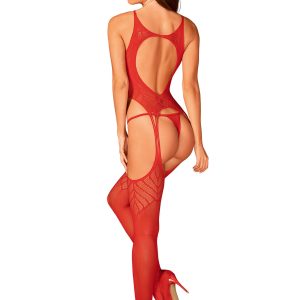 Body de malla con diseño de tirantes para medias - Rojo