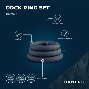 Boners Juego de 3 anillos para pene - Gris