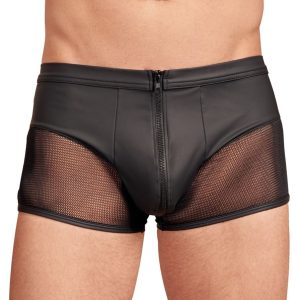 Bóxer de hombre con cremallera y aspecto de cuero - Negro