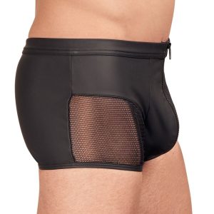 Bóxer de hombre con cremallera y aspecto de cuero - Negro