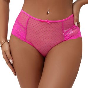 Bragas de lujo de encaje con cordones - Rosa