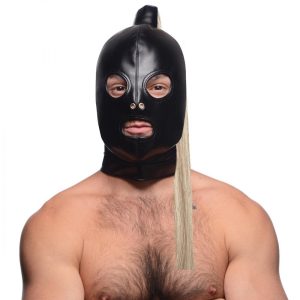 Capucha Bondage Cola de Pony Rubia - Negra