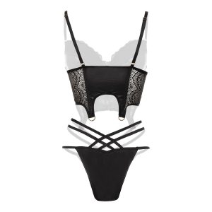 Christine Wetlook Bustierset Monroe - Negro