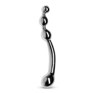 Dildo anal de metal con varita de placer multiestímulo