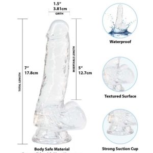Dildo transparente con ventosa 18 cm - Addiction