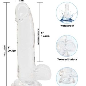 Dildo transparente con ventosa 19 cm - Addiction