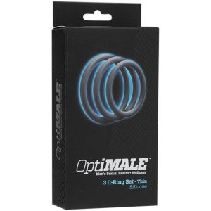 Doc Johnson - OptiMALE 3 C-Ring Set Sottile - Grigio