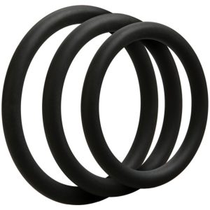 Doc Johnson - OptiMALE Set de 3 Anillos Finos para el Pene - Negro