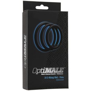 Doc Johnson - OptiMALE Set de 3 Anillos Finos para el Pene - Negro