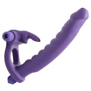 Double Delight Doble Penetración Vibrante Conejo Cock Ring