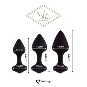 FeelzToys - Set de Butt Plugs Bibi de 3 piezas - Negro