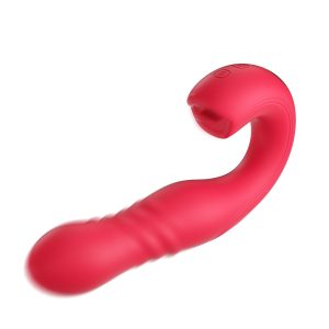 HoneyPlayBox - JOI Thrust 2 Sensor de Presión Controlado por App Vibrador de Empuje para el Punto G y Lamedor de Clítoris con Lengua Rojo