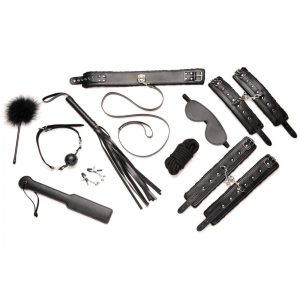 Juego de bondage de felpa de 10 piezas Hook Up - Negro