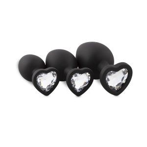 Juego de plugs de silicona con diamante - Corazón