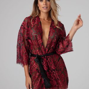 Kimono de lujo Fleur de Plaisir - negro/rojo