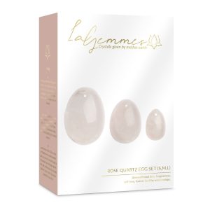 La Gemmes - Juego de huevos Yoni de 3 piezas rosa - Cuarzo rosa