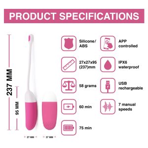 Magic Motion - Huevo vibrador Vini controlado con una aplicación - Coral/amarillo