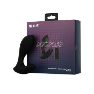 Nexus - Duo Butt Plug para Principiantes con Control Remoto Mediano - Negro