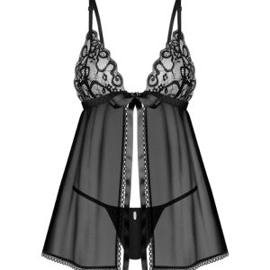 Obsessive - Blomentis Babydoll y Tanga - Negro