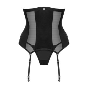 Obsessive - Corsé Abierto Chic Amoria y Tanga - Negro