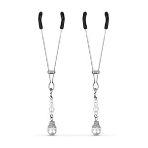 Pinzas para pezones de plata con perlas