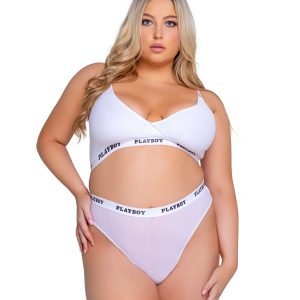Playboy Lifestyle - Conjunto de Lencería de 2 Piezas - Blanco