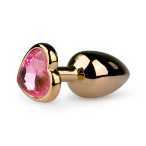 Plug anal dorado con diamente rosa - EasyToys Anal Collection