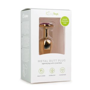 Plug anal dorado con diamente rosa - EasyToys Anal Collection