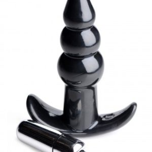 Plug anal vibratorio Bubbly con estrías - Negro
