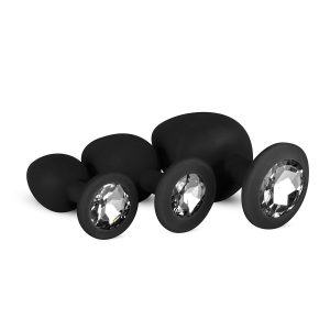 Set Plug Anales con Diamente EasyToys - Negro
