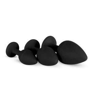 Set Plug Anales con Diamente EasyToys - Negro