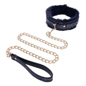 Sportsheets - Collar y Correa de Piel Cougar - Negro