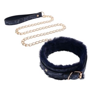 Sportsheets - Collar y Correa de Piel Cougar - Negro