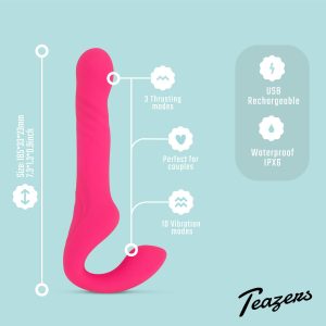 Strapon dildo sin arnés vibrador Rosa - Teazers