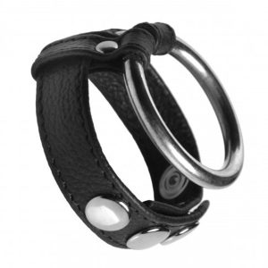 Strict Leather - Anillo de metal y cuero para el pene