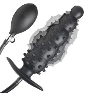 Tapón Anal Inflable Estriado - Negro