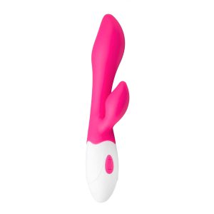 Vibrador de conejito de silicona para el punto G - Rosa/Blanco