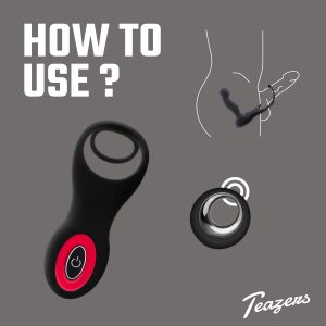 Vibrador prostático con anillo para el pene y los testículos y mando a dist
