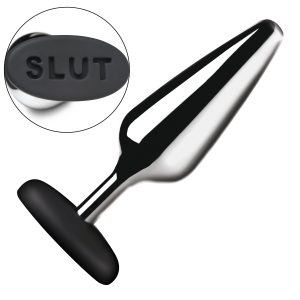 XR Brands - Butt Slut Plug Anal de Metal y Silicona - Plata
