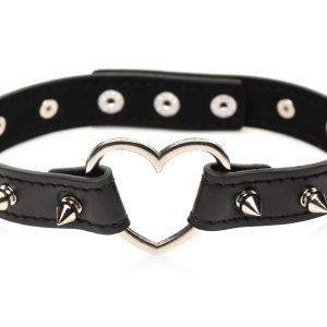 XR Brands - Collar con Corazón y Púas - Negro