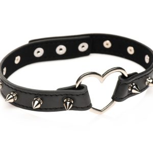 XR Brands - Collar con Corazón y Púas - Negro