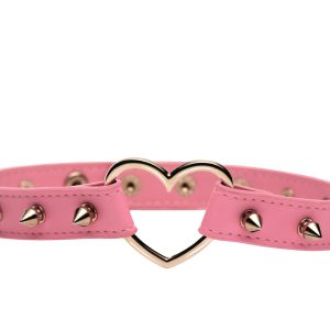 XR Brands - Collar con Corazón y Púas - Rosa