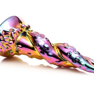 XR Brands - Dildo de Vidrio Encantador Arcoíris - Amarillo y Rosa